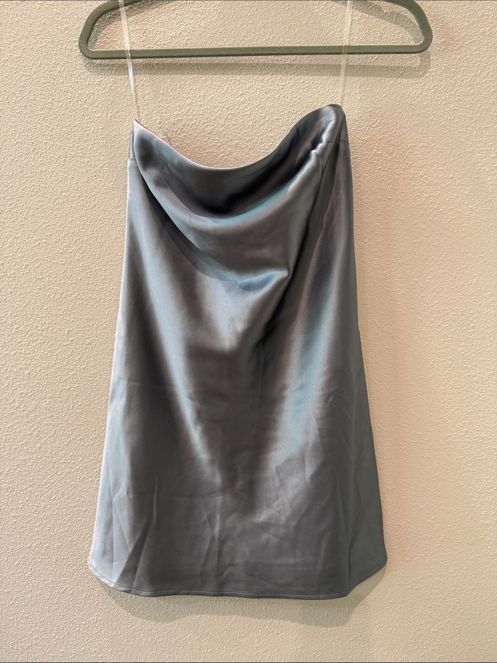 wild fable Satin strapless Mini Dress in Steel Gray/blue